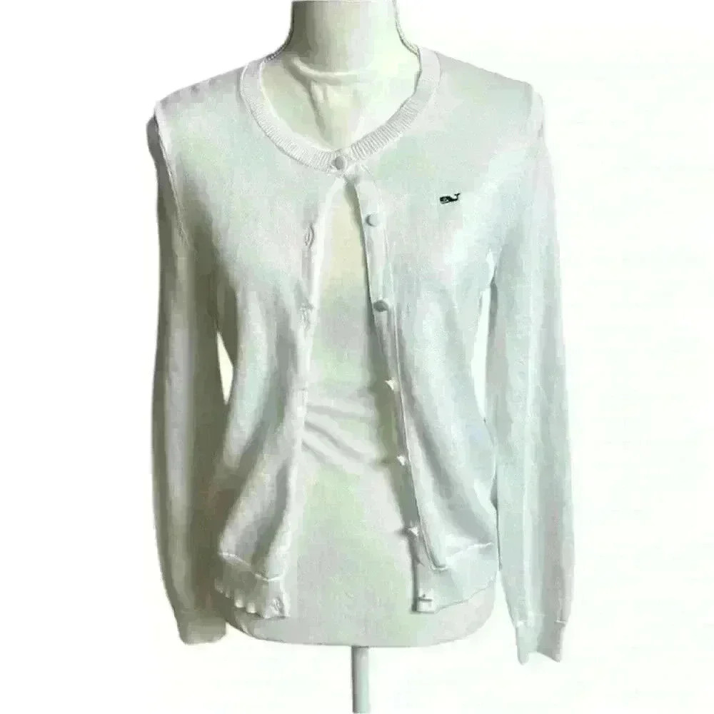 Vineyard Vines Button Down Front Crew Neck Cardigan 100% Cotton Women Size XS - Picture 1 of 10